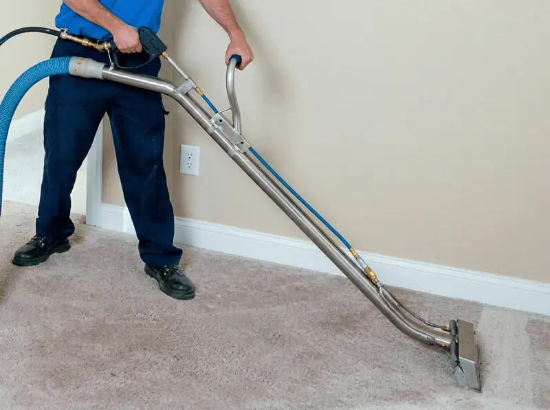 Professional operating a liquid removal machine on a carpeted floor in Phoenix, AZ